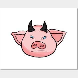 Horned Pink Pig Posters and Art